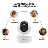 BoyKeep Caméra IP 3 MP - babyphone Wi-Fi à suivi automatique, version USB : rotation 360 plafond mur