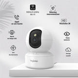 BoyKeep Caméra Wi-Fi 3 MP d'intérieur blanche - suivi automatique, alimentation USB : 3 MP suivi automatique
