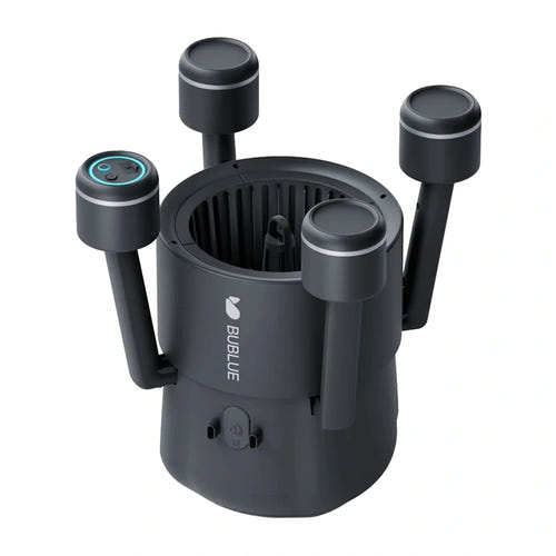 Bublue Vortex V5 - Robot de piscine sans fil pour bassins jusqu'à 50 m² : vue de dessus panier filtrant