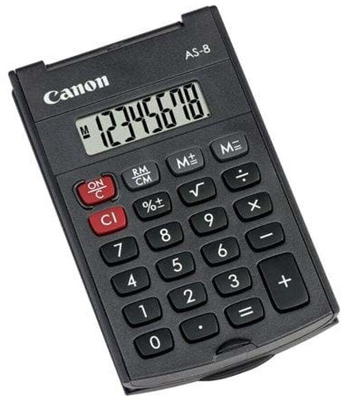 Calculatrice de poche Canon AS-8 gris foncé, écran et clavier