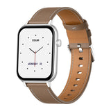 COLMi C28 - Montre connectée argent, bracelet cuir marron - visuel 5