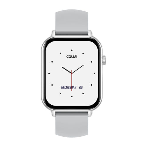 COLMi C28 - Montre connectée avec appels Bluetooth, argent, bracelet silicone : écran AMOLED 193 pouce
