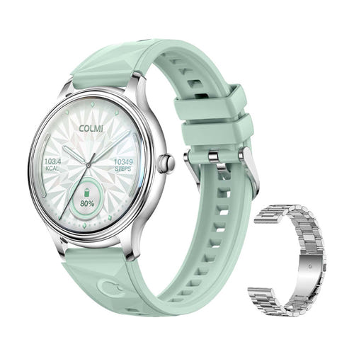 COLMi L28 - Montre connectée argent et vert, bracelet acier argenté - visuel 1