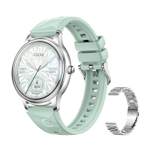 COLMi L28 - Montre connectée argent et vert, bracelet acier argenté - visuel 1