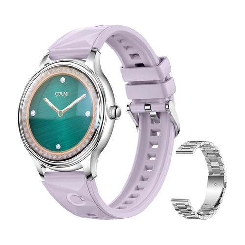 COLMi L28 - Montre connectée argent et violet, bracelet acier argenté - visuel 1