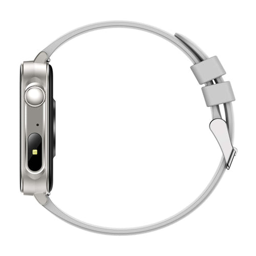 COLMi P80 - Montre connectée avec appels Bluetooth, bracelet silicone argent : micro haut parleur tranche