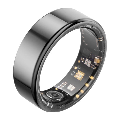 COLMi R02 - Bague connectée taille 8 (diamètre 18,1 mm, noir) : coffret de charge noir