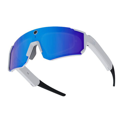 COLMi V06 - Lunettes de sport audio IA (blanc, verres bleus) : randonnée