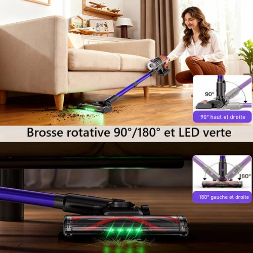 COTIAR R11 - brosse électrique d'origine à lumière verte pour aspirateur sans fil : détail brosse
