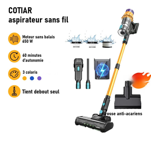 COTIAR V22 Or - aspirateur balai sans fil 650 W, 55 kPa, batterie amovible - visuel 1