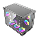 darkFlash B275 PRO - Boîtier PC micro-ATX panoramique avec 6 ventilateurs (noir) - visuel 2