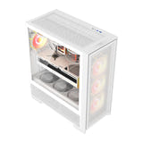darkFlash - Boîtier PC AIRNOVA grande tour E-ATX + 3 ventilateurs (blanc) : connectique