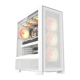 darkFlash - Boîtier PC AIRNOVA grande tour E-ATX + 3 ventilateurs (blanc) : vue ensemble