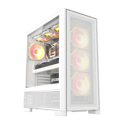 darkFlash - Boîtier PC AIRNOVA grande tour E-ATX + 3 ventilateurs (blanc) : vue ensemble