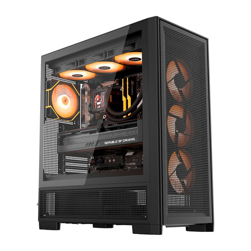 darkFlash - Boîtier PC AIRNOVA grande tour E-ATX + 3 ventilateurs (noir) : vue ensemble