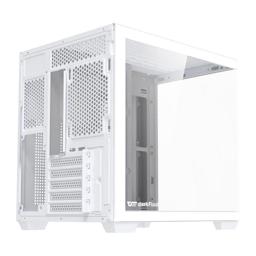 darkFlash - Boîtier PC B275 panoramique (blanc, sans ventilateurs)
