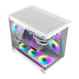 darkFlash - Boîtier PC B275 PRO panoramique + 6 ventilateurs (blanc)
