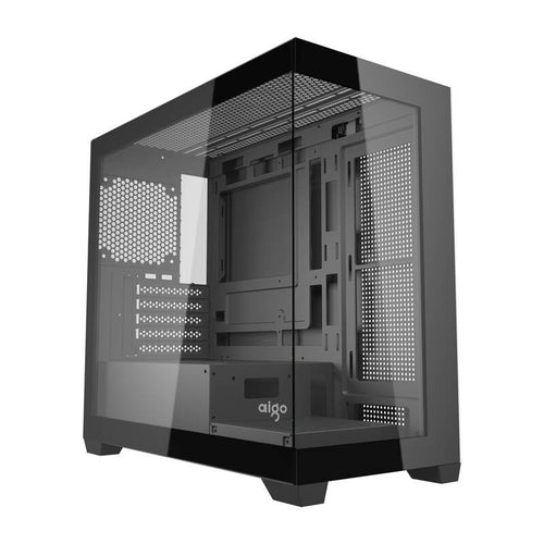darkFlash - Boîtier PC C218M panoramique + 6 ventilateurs ARGB (noir) : vue ensemble