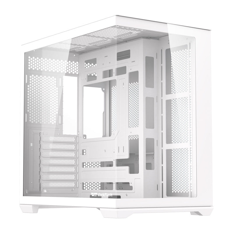 darkFlash - Boîtier PC C280 E-ATX panoramique (blanc, sans ventilateurs) - visuel 1