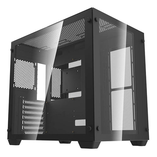 darkFlash - Boîtier PC C285 double vitrage (noir, sans ventilateurs) : vue ensemble