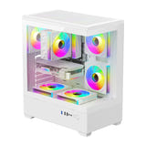 darkFlash - Boîtier PC C365 mini tour panoramique + 5 ventilateurs (blanc)
