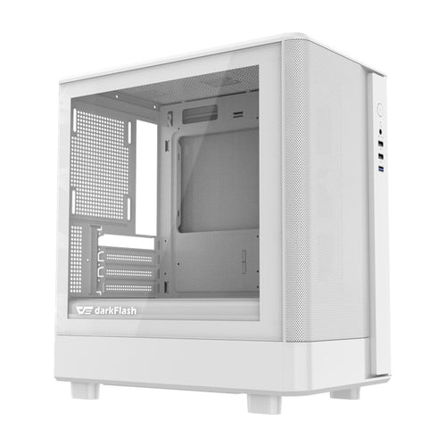 darkFlash - Boîtier PC DB330M Mesh compact (blanc, sans ventilateurs) : vue ensemble