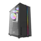 darkFlash - Boîtier PC DK151 LED façade ARGB + 3 ventilateurs RGB (noir) : vue ensemble