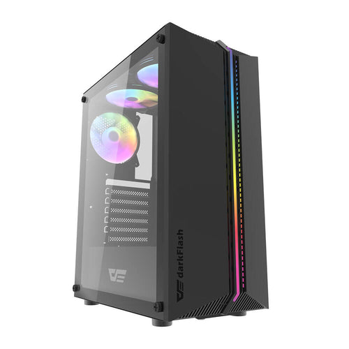 darkFlash - Boîtier PC DK151 LED façade ARGB + 3 ventilateurs RGB (noir) : vue ensemble