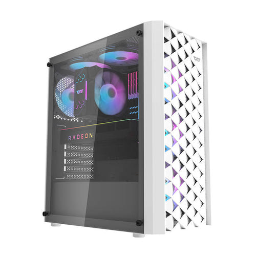 darkFlash - Boîtier PC DK351 + 4 ventilateurs ARGB CL6 (blanc) : façade