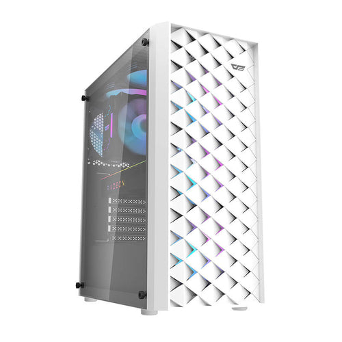 darkFlash - Boîtier PC DK351 + 4 ventilateurs ARGB CL6 (blanc) : vue ensemble