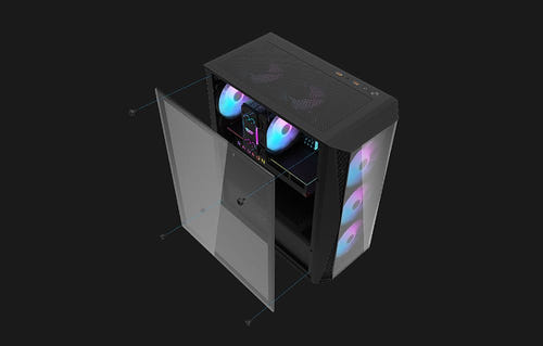 darkFlash - Boîtier PC DK352 Plus E-ATX + 4 ventilateurs ARGB (noir) - visuel 3