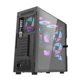 darkFlash - Boîtier PC DK431 Mesh grande tour E-ATX + 4 ventilateurs ARGB (noir) : connectique