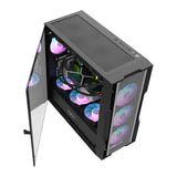 darkFlash - Boîtier PC DK431 Mesh grande tour E-ATX + 4 ventilateurs ARGB (noir) : profil