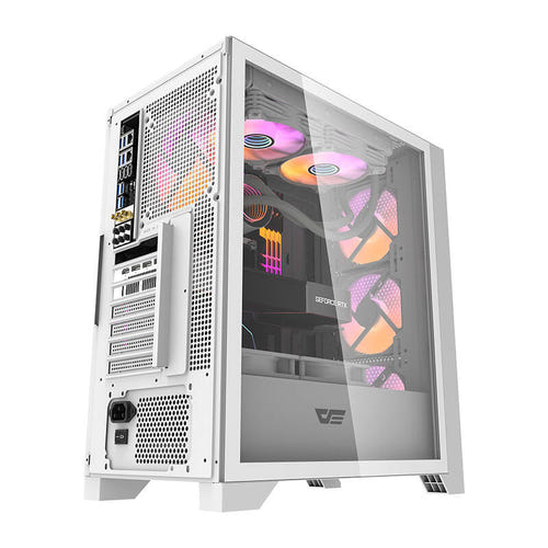 darkFlash - Boîtier PC DRX70 MESH + 4 ventilateurs RGB (blanc) : façade