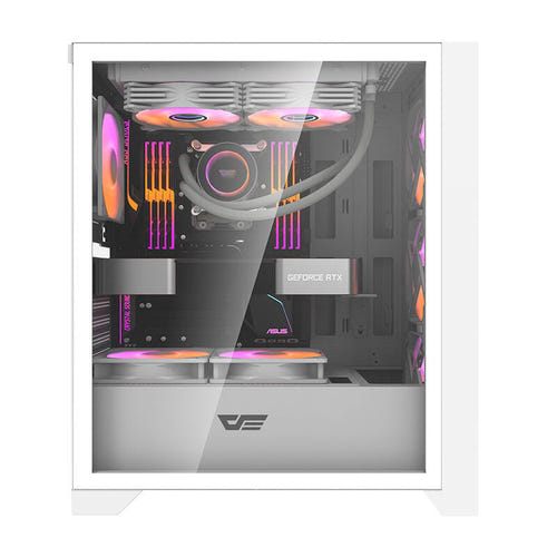darkFlash - Boîtier PC DRX70 MESH + 4 ventilateurs RGB (blanc) : intérieur