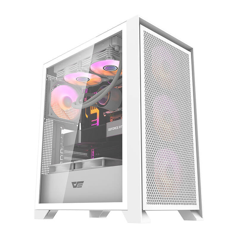 darkFlash - Boîtier PC DRX70 MESH + 4 ventilateurs RGB (blanc) - visuel 1
