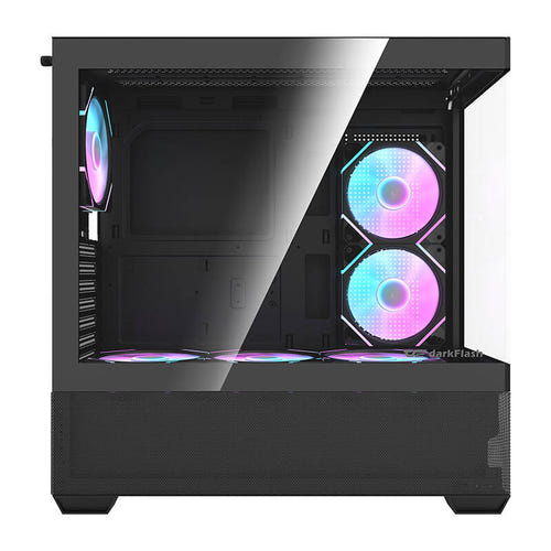 darkFlash - Boîtier PC DS900 AIR + 6 ventilateurs ARGB (noir) : panoramique