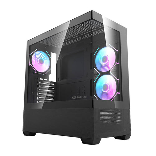 darkFlash - Boîtier PC DS900 AIR + 6 ventilateurs ARGB (noir) : vue ensemble