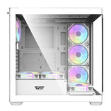 darkFlash - Boîtier PC DS900 panoramique blanc + 7 ventilateurs ARGB (vue 2)