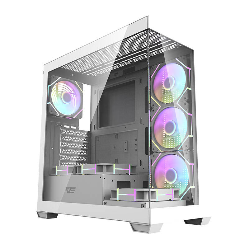 darkFlash - Boîtier PC DS900 panoramique blanc + 7 ventilateurs ARGB - visuel 1