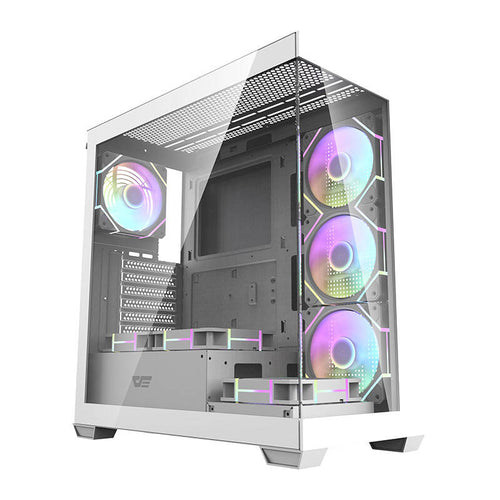 darkFlash - Boîtier PC DS900 panoramique blanc + 7 ventilateurs ARGB : vue ensemble