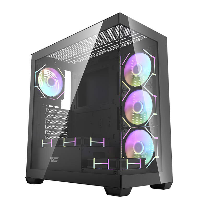 darkFlash - Boîtier PC DS900 panoramique + 7 ventilateurs ARGB (noir) - visuel 1