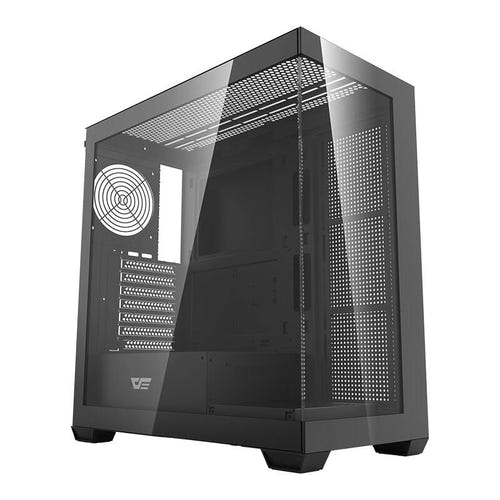 darkFlash - Boîtier PC DS900 panoramique double verre (noir, sans ventilateurs) : vue ensemble