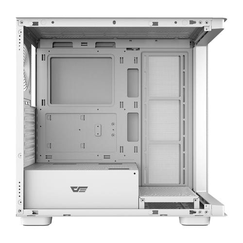 darkFlash - Boîtier PC DS900G verre incurvé panoramique (blanc, sans ventilateurs) : intérieur