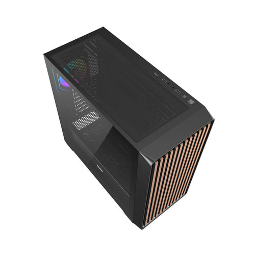 darkFlash - Boîtier PC DS900WD ATX façade bois (noir, sans ventilateurs) : intérieur