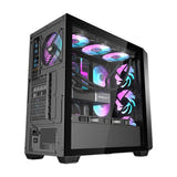 darkFlash - Boîtier PC DS900WD façade bois + 4 ventilateurs ARGB (noir) : connectique