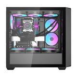 darkFlash - Boîtier PC DS900WD façade bois + 4 ventilateurs ARGB (noir) : profil