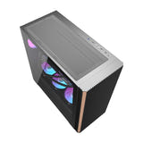 darkFlash - Boîtier PC DS900WS façade bois et métal + 4 ventilateurs ARGB (noir) : connectique