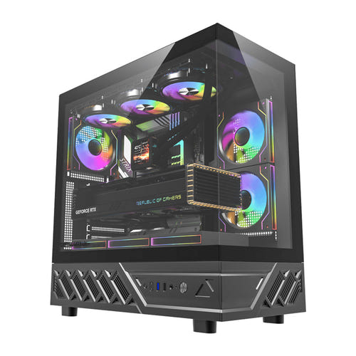 darkFlash - Boîtier PC DS950 panoramique 270 degrés + 6 ventilateurs (noir) : vue ensemble
