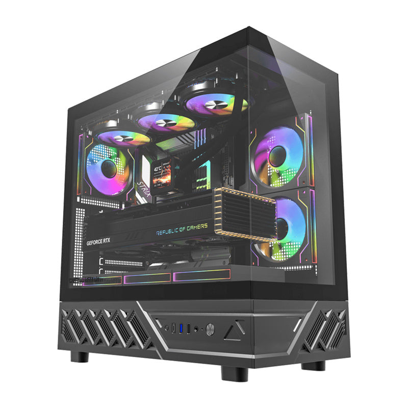 darkFlash - Boîtier PC DS950 panoramique 270 degrés + 6 ventilateurs (noir) - visuel 1
